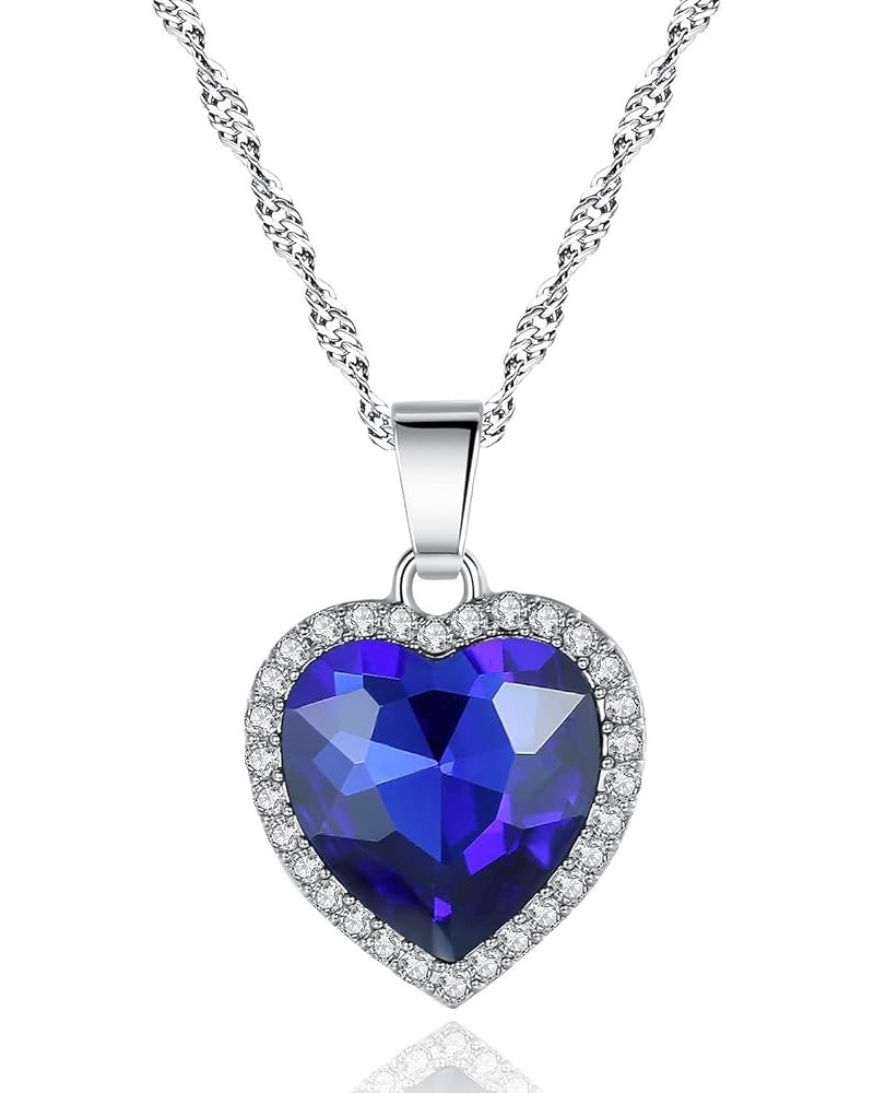 Titanic Heart Of The Ocean Love Heart Shaped Necklace With Royal Blue Crystal Pendant For Women Wife blue02 $8.54 Necklaces