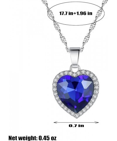 Titanic Heart Of The Ocean Love Heart Shaped Necklace With Royal Blue Crystal Pendant For Women Wife blue02 $8.54 Necklaces