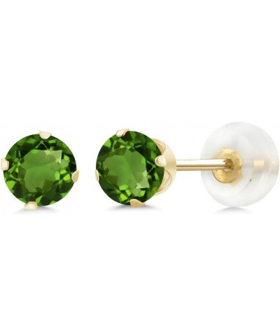 1.00 Ct Round Green Chrome Diopside 10K Yellow Gold 4-prong Stud Earrings 5mm $38.00 Earrings