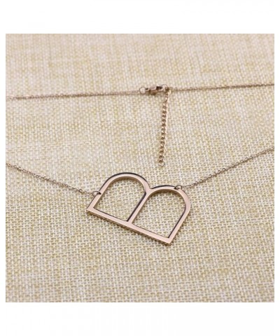 Initial Necklace Large Letter Pendant Personalized Birthday Day Gift for Women Sister Wife Daugther Friend Rose Gold-B Large ...