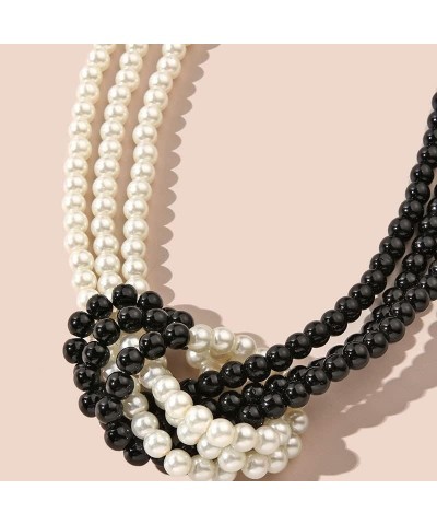 Long Fake Pearls Strand Necklace Retro Layered Pearl Y Necklace 1920s Fake Pearls Beaded Choker Layering Statement Necklaces ...