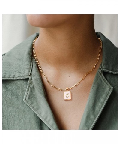 Layered Gold Initial Necklaces for Women, Chunky 14K Gold Plated Paperclip Chain Necklace for Women Gold Coin Simple Letter P...