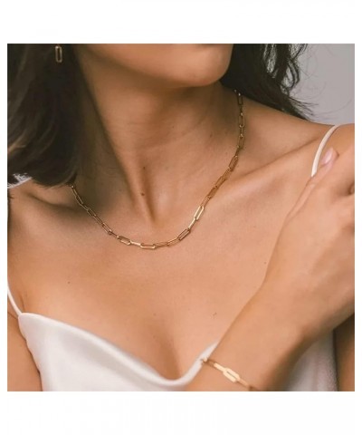 Layered Gold Initial Necklaces for Women, Chunky 14K Gold Plated Paperclip Chain Necklace for Women Gold Coin Simple Letter P...