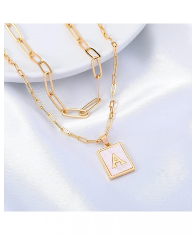 Layered Gold Initial Necklaces for Women, Chunky 14K Gold Plated Paperclip Chain Necklace for Women Gold Coin Simple Letter P...