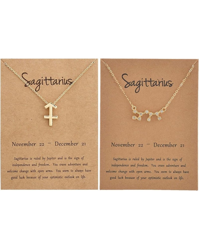 2Pcs Zodiac Necklace for Women 12 Constellation Necklace Zodiac Sign Horoscope Necklaces Zodiac Jewelry Gift Sagittarius $9.3...