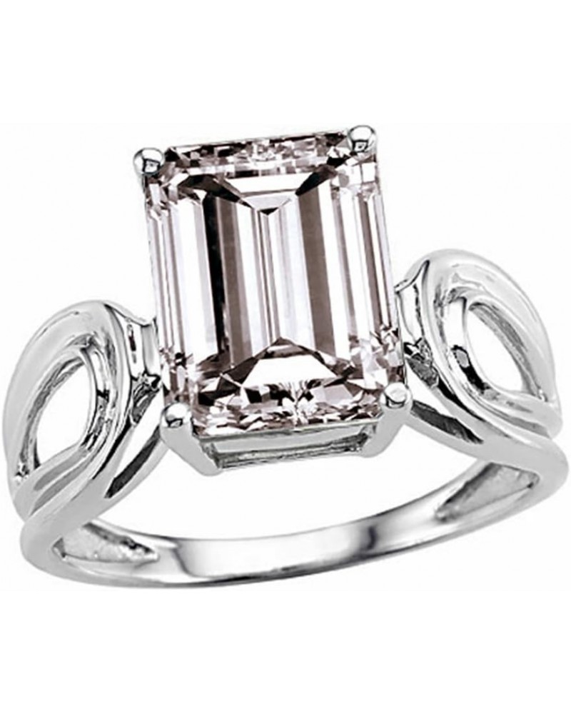 Tommaso Design Solid 14k White Gold Emerald Cut Octagon Large Big Stone Solitaire Ring White Topaz $212.49 Rings