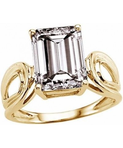 Tommaso Design Solid 14k White Gold Emerald Cut Octagon Large Big Stone Solitaire Ring White Topaz $212.49 Rings