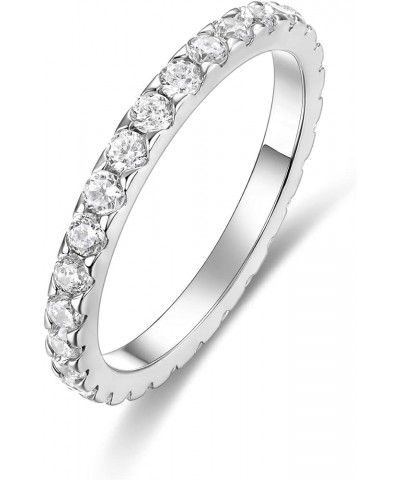 Cubic Zirconia Eternity Wedding Band for Women Stackable Ring 6 White Rhodium Plated $8.92 Rings