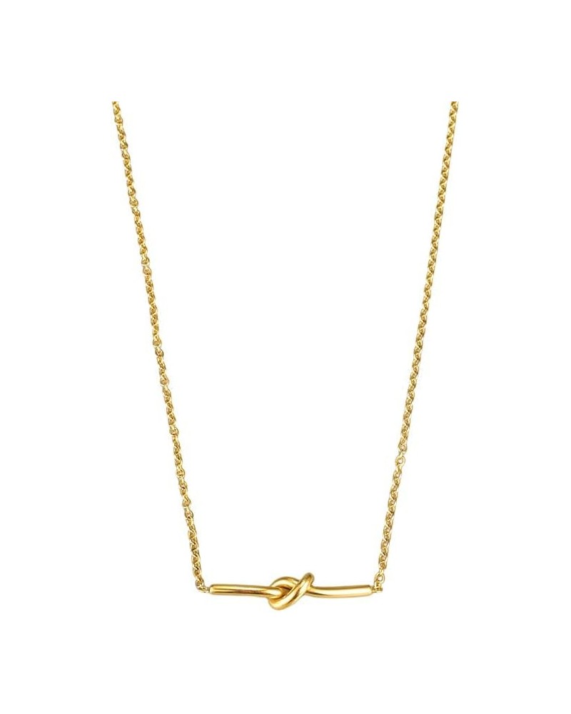 Knot Infinity Gold Pendant Necklace For Women Dainty 14K Gold Plated Paperclip Choker Layering Necklaces Cute Minimalist Simp...