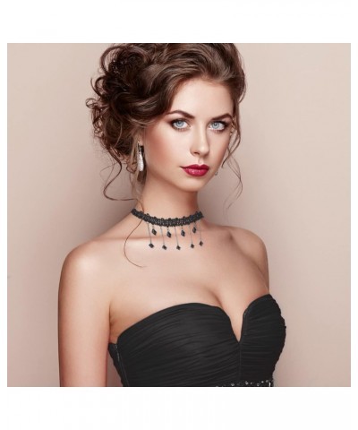 10Pcs Black Choker Necklaces Velvet Tattoo Chocker Cool Chokers Necklaces Set for Women Girls Cosplay Halloween Party Dress $...