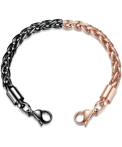 LinnaLove-Stainless steel Wheat Chain lnterchangeable Medical Alert Bracelets - (Just Chain) Rose gold+black 6 Inches $10.97 ...