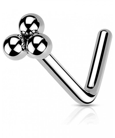 Triangular Ball Cluster Top Surgical Steel L Bend Nose Stud Ring 20GA, L: 1/4" (6mm), Steel $9.53 Body Jewelry