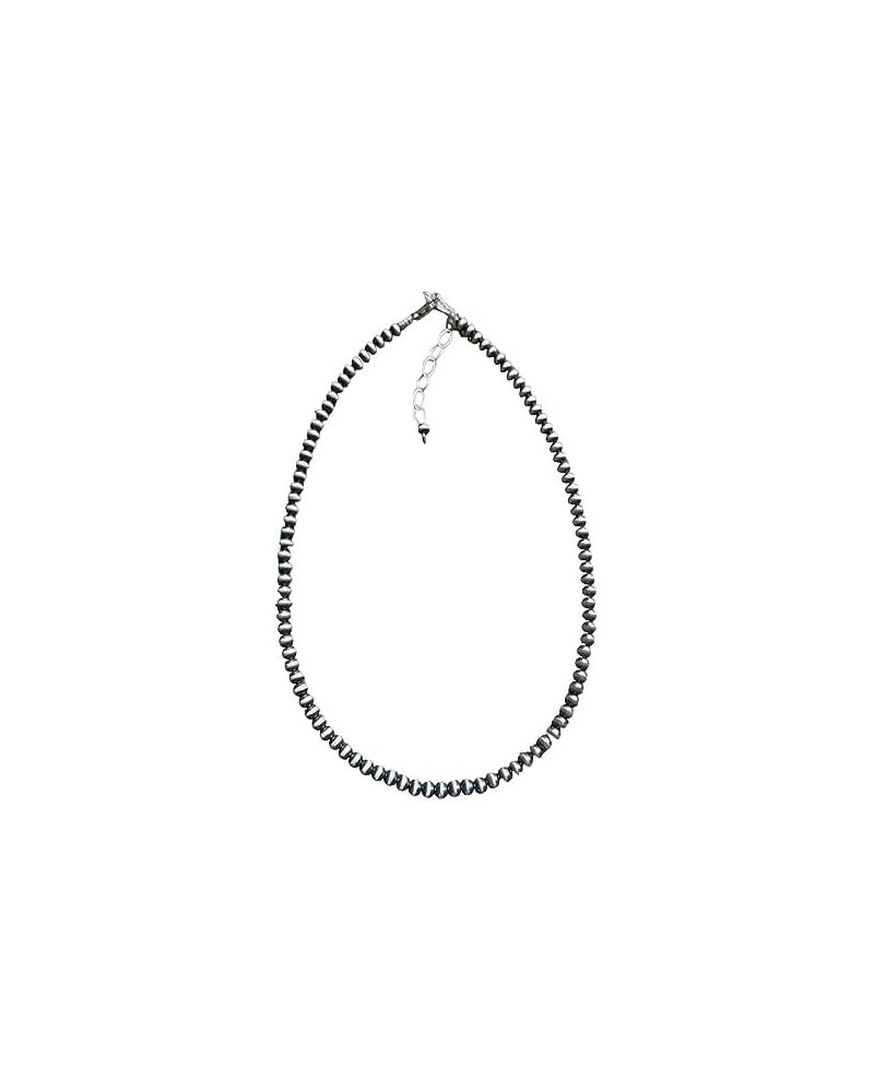 4mm Sterling Silver Oxidized Pearl Bead Necklace Southwestern everyday wear Navajo Style 26 Inch $67.65 Necklaces