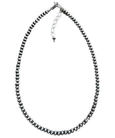 4mm Sterling Silver Oxidized Pearl Bead Necklace Southwestern everyday wear Navajo Style 26 Inch $67.65 Necklaces