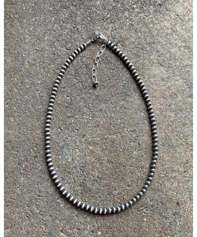 4mm Sterling Silver Oxidized Pearl Bead Necklace Southwestern everyday wear Navajo Style 26 Inch $67.65 Necklaces