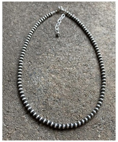 4mm Sterling Silver Oxidized Pearl Bead Necklace Southwestern everyday wear Navajo Style 26 Inch $67.65 Necklaces