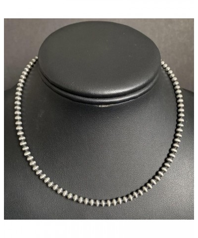 4mm Sterling Silver Oxidized Pearl Bead Necklace Southwestern everyday wear Navajo Style 26 Inch $67.65 Necklaces