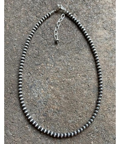 4mm Sterling Silver Oxidized Pearl Bead Necklace Southwestern everyday wear Navajo Style 26 Inch $67.65 Necklaces