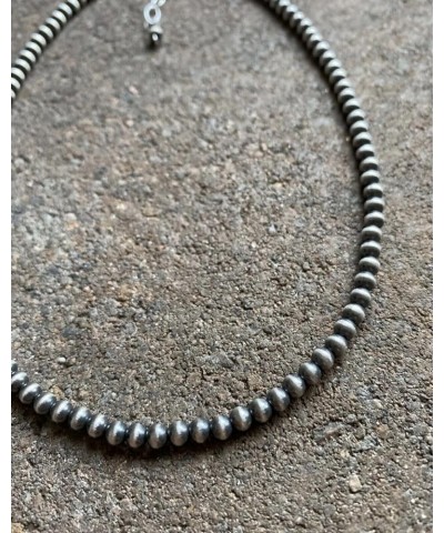 4mm Sterling Silver Oxidized Pearl Bead Necklace Southwestern everyday wear Navajo Style 26 Inch $67.65 Necklaces