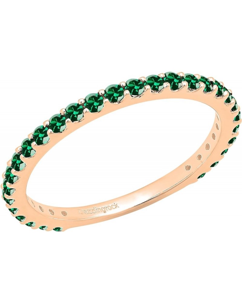 Round Lab Created Emerald Eternity Style Wedding Band for Women in 18K Gold 5.5 Rose Gold $118.31 Rings