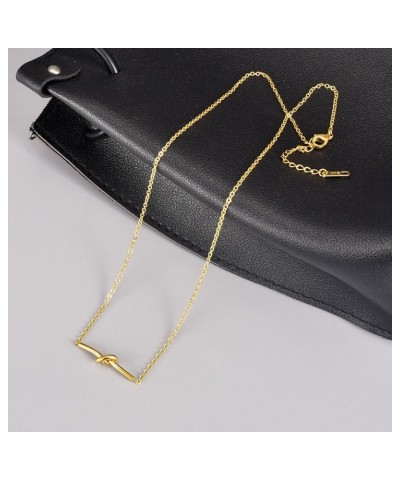 Knot Infinity Gold Pendant Necklace For Women Dainty 14K Gold Plated Paperclip Choker Layering Necklaces Cute Minimalist Simp...