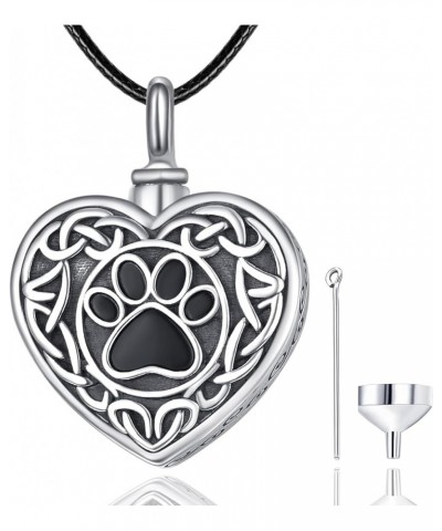 Pet Cremation Jewelry Urn Necklace for Ashes for Dog/Cat/Pets Sterling Silver Paw Print Locket Memorial Pendant Unisex Keepsa...