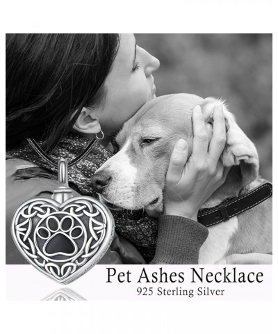 Pet Cremation Jewelry Urn Necklace for Ashes for Dog/Cat/Pets Sterling Silver Paw Print Locket Memorial Pendant Unisex Keepsa...