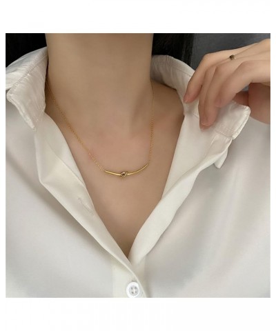 Knot Infinity Gold Pendant Necklace For Women Dainty 14K Gold Plated Paperclip Choker Layering Necklaces Cute Minimalist Simp...