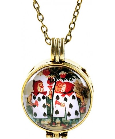 Retro Alice Poker Dolls with Rose Tree Aessential Oil Diffuser Necklace Alice's Adventures in Wonderland Openable Necklace $9...