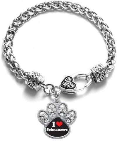 Silver Pave Paw Charm Bracelet with Cubic Zirconia Jewelry I Love Schnauzers $11.59 Bracelets