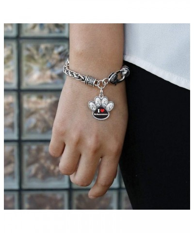 Silver Pave Paw Charm Bracelet with Cubic Zirconia Jewelry I Love Schnauzers $11.59 Bracelets