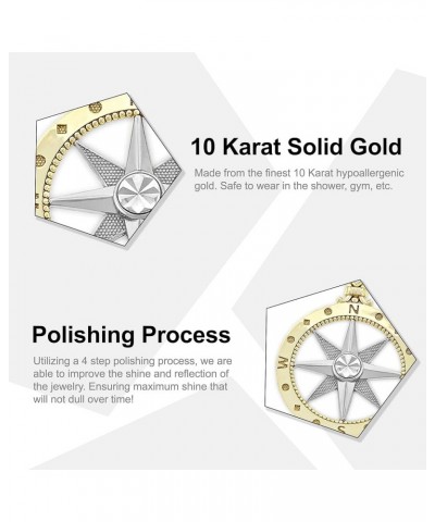 Charm America - Gold Two-Tone Compass Charm - 10 Karat Solid Gold - Nautical Jewelry Pendant Small $78.43 Pendants