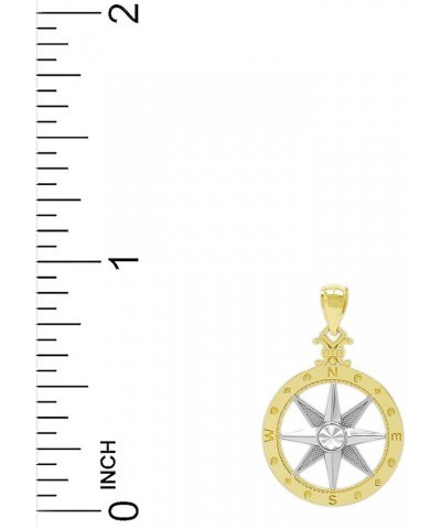 Charm America - Gold Two-Tone Compass Charm - 10 Karat Solid Gold - Nautical Jewelry Pendant Small $78.43 Pendants