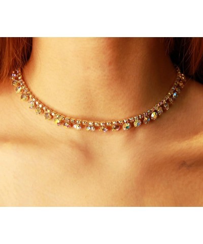 Women`s Colorful Cubic Zircon choker necklace Collar Necklace Tennis Chain Choker Fashion Jewelry for women teen girl gift Go...