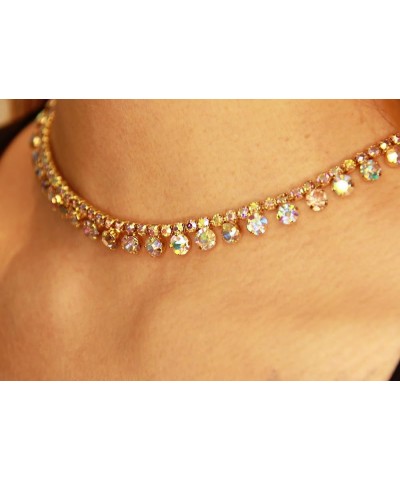 Women`s Colorful Cubic Zircon choker necklace Collar Necklace Tennis Chain Choker Fashion Jewelry for women teen girl gift Go...