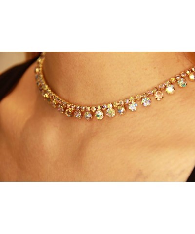 Women`s Colorful Cubic Zircon choker necklace Collar Necklace Tennis Chain Choker Fashion Jewelry for women teen girl gift Go...