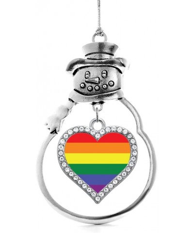 Silver Open Heart Charm Snowman Ornament with Cubic Zirconia Jewelry LGBTQ Flag $8.10 Bracelets