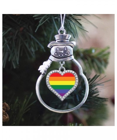 Silver Open Heart Charm Snowman Ornament with Cubic Zirconia Jewelry LGBTQ Flag $8.10 Bracelets