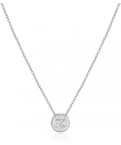 Me Plus Women Teen Girls Stainless Steel Disc Pendant Charm W/Rhinestone Gold Silver Initial 26 Letters Alphabet Necklace Z -...