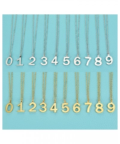 Womens Stainless Steel Number 0-9 Charms Pendant Necklace 2 Colors Gold Silve 4 - Silver $7.94 Necklaces