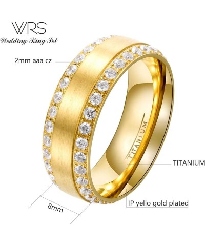 Two Rings His Hers Wedding Ring Sets Couples Matching Rings Women's 2pc Yellow Gold Plated Square CZ Wedding Engagement Ring ...