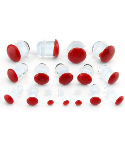 Red Color Front Single Flare Glass Plugs/Gauges (1 pair - 2 Pieces) Choose Your Size 1/2" (12mm) $13.68 Body Jewelry