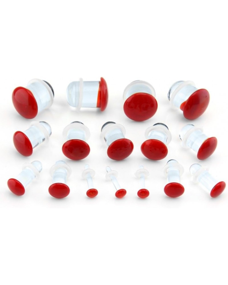 Red Color Front Single Flare Glass Plugs/Gauges (1 pair - 2 Pieces) Choose Your Size 1/2" (12mm) $13.68 Body Jewelry