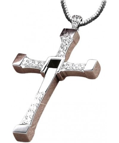 Genuine S925 Silver Fast and FF10 Dominic Jakob Toretto Cross Pendant Necklace Men Women ~ Inlaid 5A Zircons Rotatable pendan...