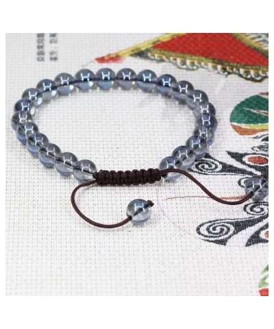 Natural Gemtone 8mm Round Beads Crystal Adjustable Braided Macrame Tassels Bracelets Unisex Aqua Blue Clear Quartzite $8.39 B...