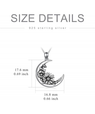 Sterling Silver Moon Crescent Shape Birth Flower Urn Necklace Gothic Birth Flower Cremation Jewelry for Women Daisy Flower Ur...