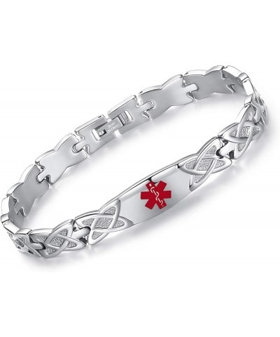 Shiny Star identification Bracelets for Women Medical alert bracelet with Free Engraving STEEL 6.5 Inches $16.37 Bracelets