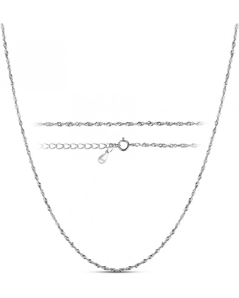 Diamond Cut Solid 925 Sterling Silver Chain Necklace for Women Girls 1.0mm Cable Chain Necklace Spring-Ring Clasp - Thin & St...