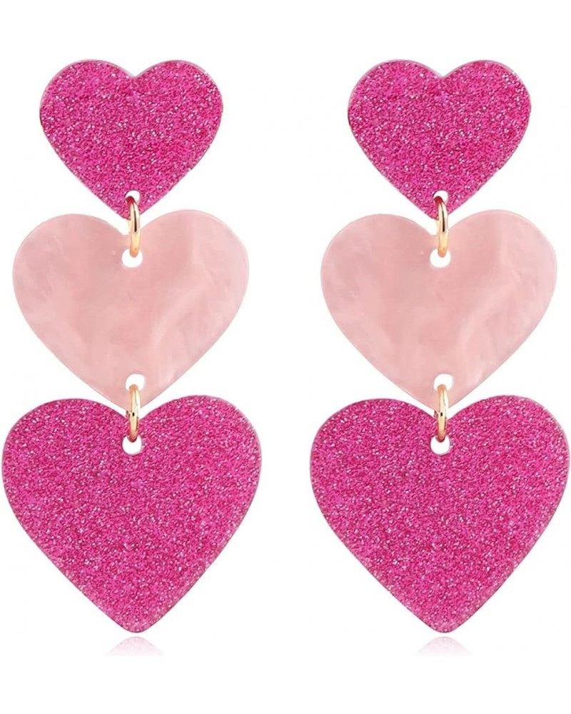 Hot Pink Earrings for Women Heart Earrings hot pink earrings for women Dainty Cute Pink Heart Earrings Heart Earrings for Gir...