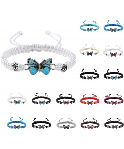 Butterfly Bracelets Classic Adjustable Woven Bracelets Womens Girls Charm Butterfly Hand Chain for Friendship Love B-Black on...